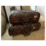 Wicker luggage lot decor