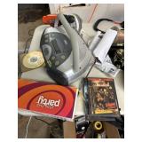 Misc contents of garage table, home decor etc