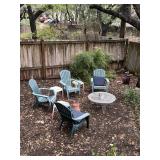 Outdoor chairs(plastic) outdoor tables, etc