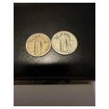 Pair of Silver Standing Liberty quarters