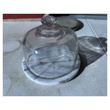 Marble base, glass top cheese dish