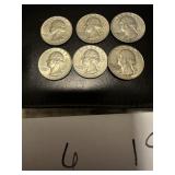 (6) Silver 1964 quarters