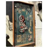 Motorcycle memorabilia shadow box