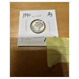 1940 Silver Mercury dime