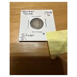 1908 D Barber dime