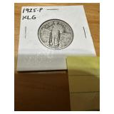 1925 P Standing silver Liberty quarter