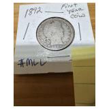 1892 First Year Barber Liberty quarter