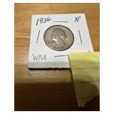 1936 Silver Washington quarter