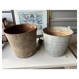 Pair of galvanized buckets w/handles