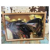 Framed colorful Horse w/saddle, accessories