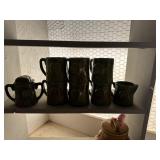 Glazed Tree Trunk Mugs w/cream, sugar
