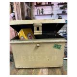 Metal Breadbox with misc contents