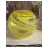 Heavy, yellow swirl glass vase