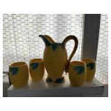 Glazed Ceramic Pitcher and glasses