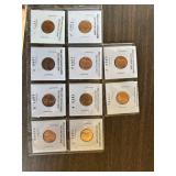 Uncirculated US pennies, some wheat