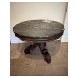Marble top table, wooden base