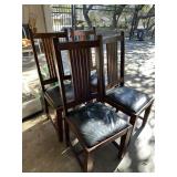 4 Oak, leather set chairs