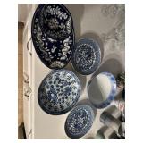 Misc glazed blue and white dishes