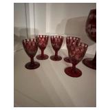 Ruby to crystal etched glasses