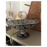 Beautiful glazed dish on pedestal