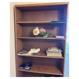 6ft+ Wooden Bookshelf w/misc items