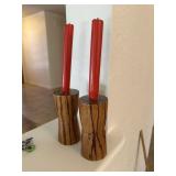 Handcrafted wooden candleholders