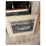 Framed black and white Whale print