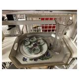 Handpainted serving tray with accessories