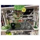 Misc green glass,glazed lot