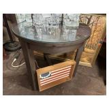 Round glass top drink table