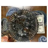 Smokey glass crystal decorative bowl