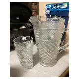 Wexford clear press glass Pitcher and glass