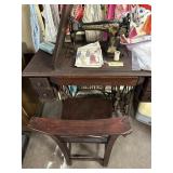 Singer sewing machine w/cabinet, chair