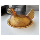 Amber glass Hen on a Nest