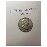 1959 US Ben Franklin half dollar