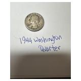 1944 Silver US Washington quarter