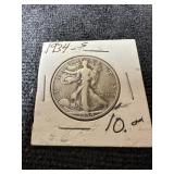 1934 S Walking Liberty silver half dollar