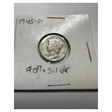 1945D US Mercury dime-90% Silver