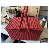 Red plastic Picnic basket