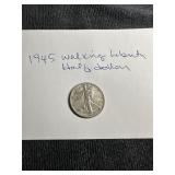 1945 US Silver Walking Liberty half dollar