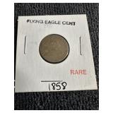1858 RARE US Flying Eagle cent