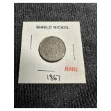 1867 RARE US Shield nickel
