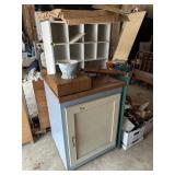 Wooden cabinet w/cubby hole topper, etc