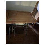 Singer Iron sewing machine base w/wood top