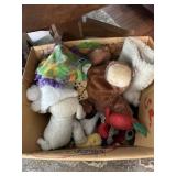 Box of misc stuffed animals