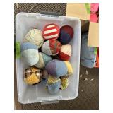 Tub of misc linen balls