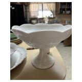 White glass Pedestal dish