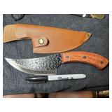 Handforged? Knife, wooden handle w/sheath