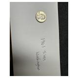 1961 US silver Washington quarter