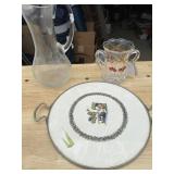 Misc tray w/ glass lot